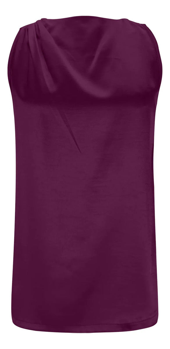 Camisa Feminina, Cor Sólida, Seda E Cetim, Blusa Longa