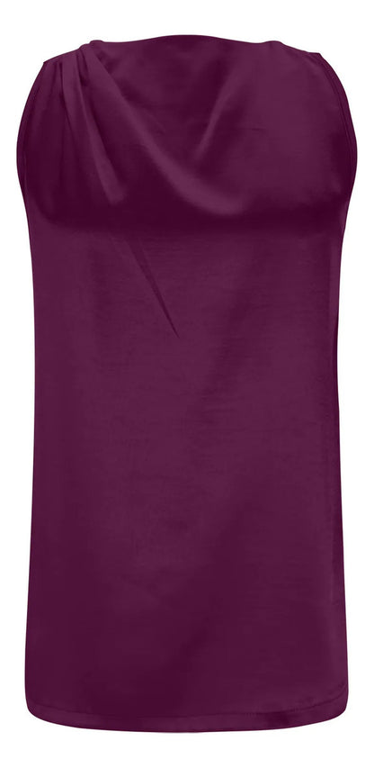 Camisa Feminina, Cor Sólida, Seda E Cetim, Blusa Longa