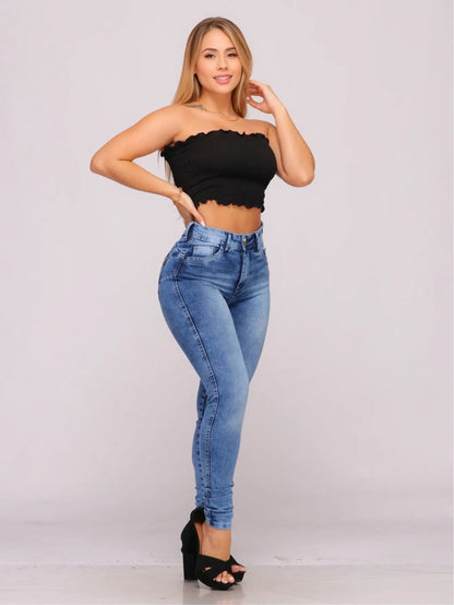 Calça Jeans Feminina Cós Alto Empina Bumbum Patria Brasil