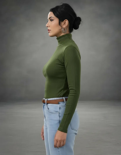 Blusa De Frio Feminina Manga Longa Gola Alta Inverno Lisa