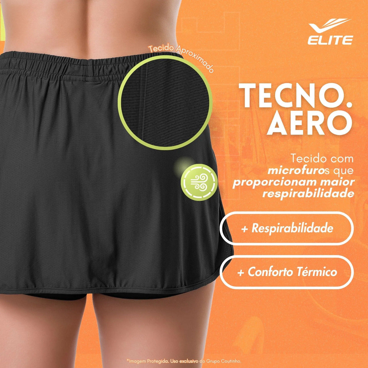 Short Feminino Academia Saia Fitness Corrida Poliamida Elite