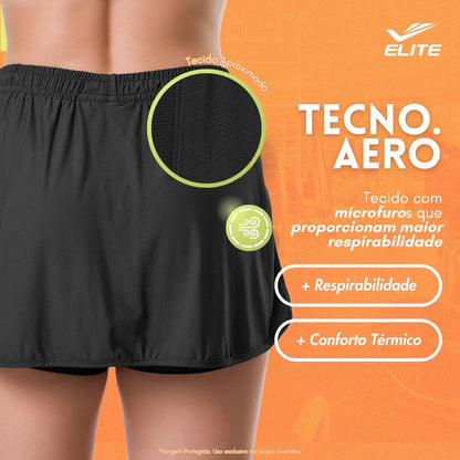 Short Feminino Academia Saia Fitness Corrida Poliamida Elite