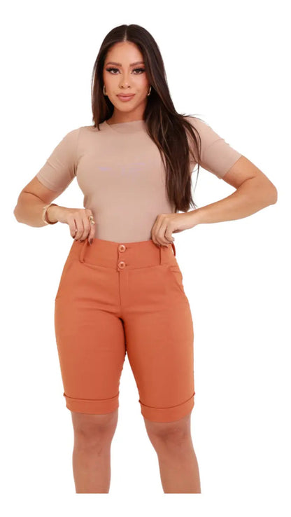 Bermuda Feminina Social - Ate O Joelho - Bengaline Lycra
