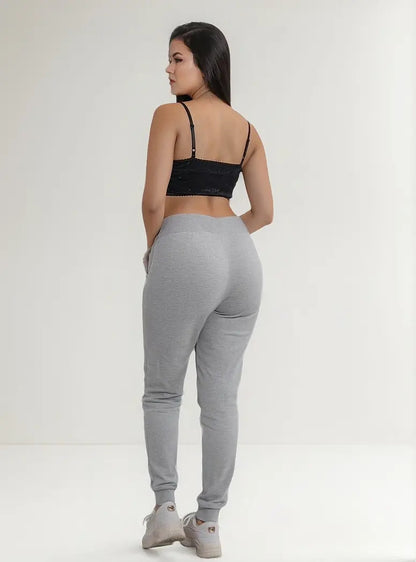 Calça Moletom Feminina Flanelado Com Bolso Lateral