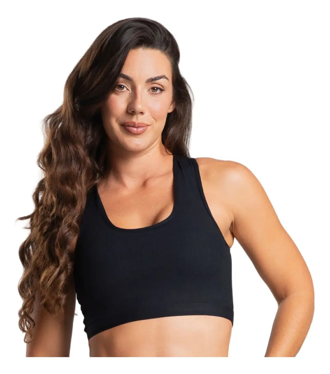 Top Feminino Academia Bolso Nadador Corrida Fitness Esporte