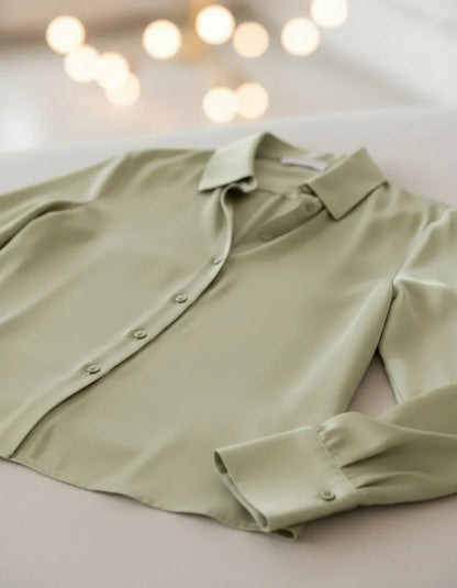 Camisa Social Feminina Crepe Leve Seda Blusa Luxo Sale 40%
