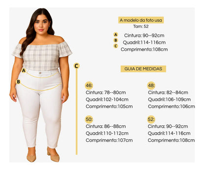 Calça Jeans Plus Size Cintura Alta Elastano Lycra Modeladora