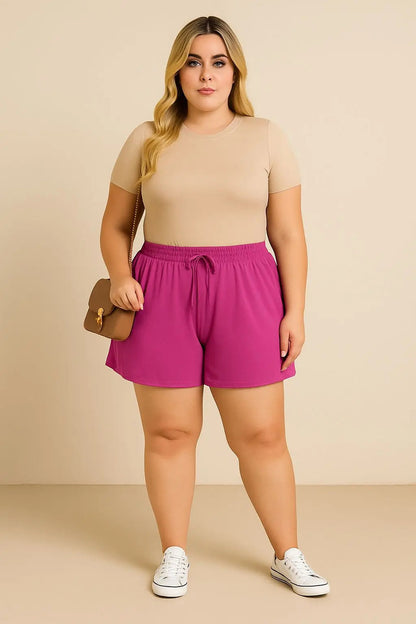 Shorts Plus Size Leve Feminino Cintura Alta