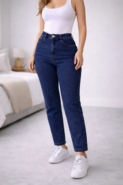 Calça Jeans Mom Stillger Feminina Cintura Alta Cor Clara