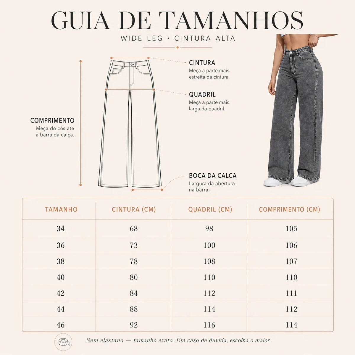 Calça Jeans Pantalona Wide Leg Feminina Cintura Alta Larga
