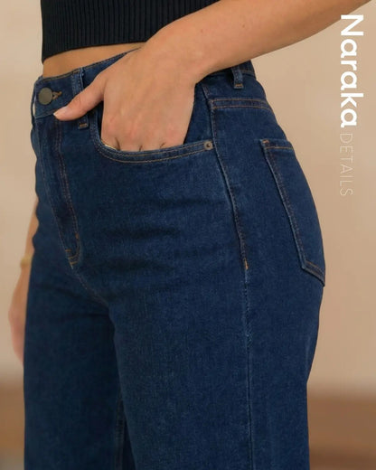 Calça Wide Leg Jeans Feminina Cintura Alta Levanta Bumbum