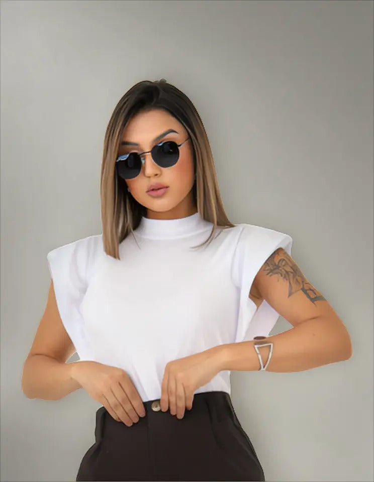 Blusa Feminina Social Manga Morcego Muscle Tee Luxo