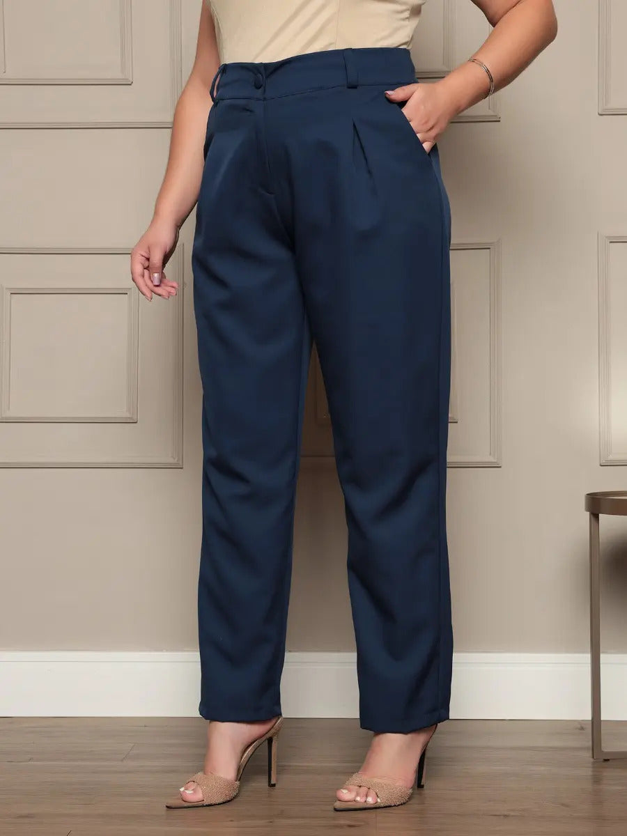 Calça Social Alfaiataria Cintura Alta Plus Size Feminina