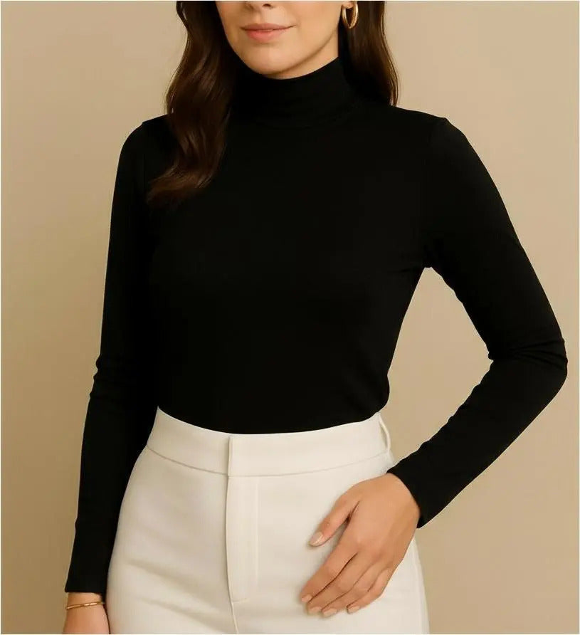 Blusa Cacharrel Feminina Inverno Gola Alta Viscolaycra Cores