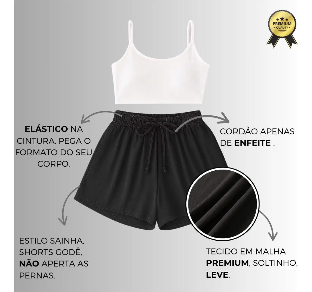 Shorts Plus Size Leve Feminino Cintura Alta