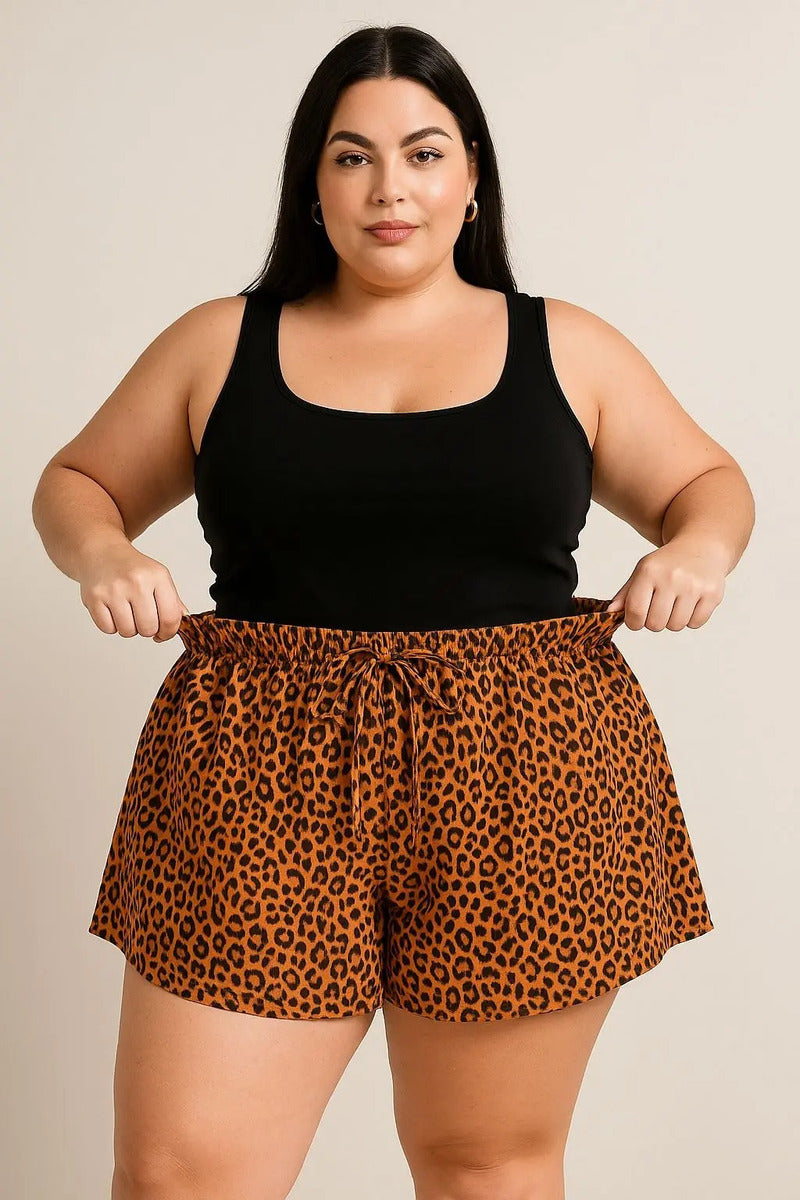 Shorts Plus Size Leve Feminino Cintura Alta