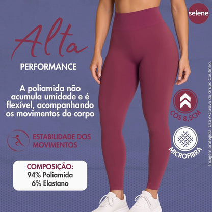 Calça Legging Zero Transparência Fitness Cintura Alta Selene