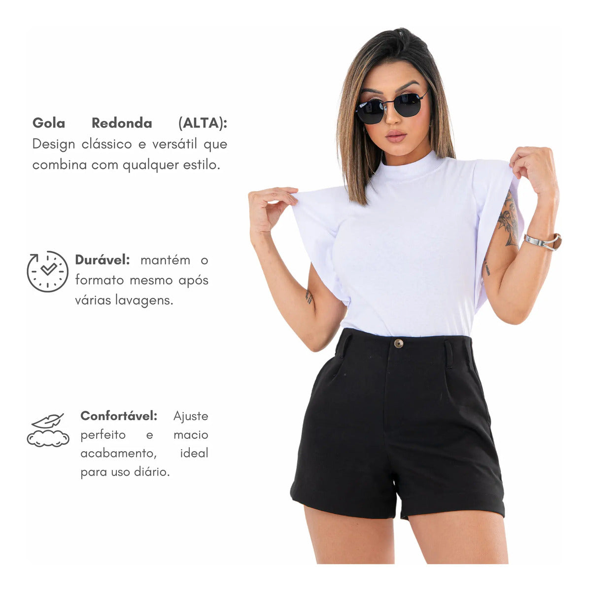 Blusa Feminina Social Manga Morcego Muscle Tee Luxo