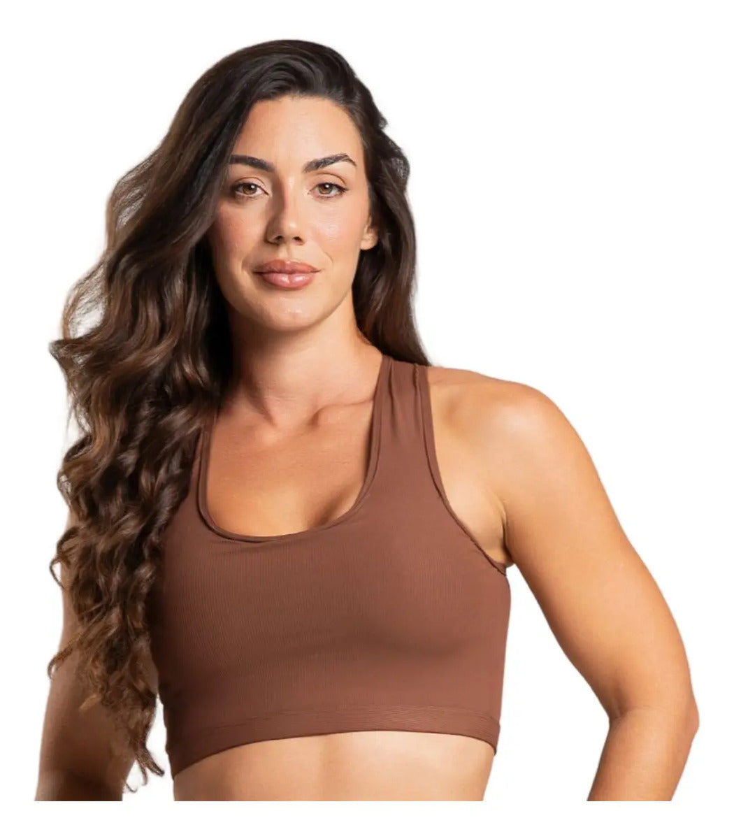 Top Feminino Academia Bolso Nadador Corrida Fitness Esporte