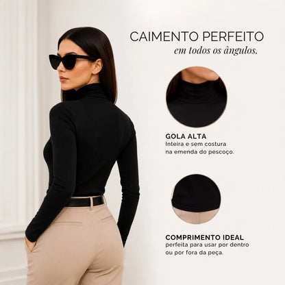 Blusa Térmica Feminina Gola Alta Zanca Peluciada Manga Longa