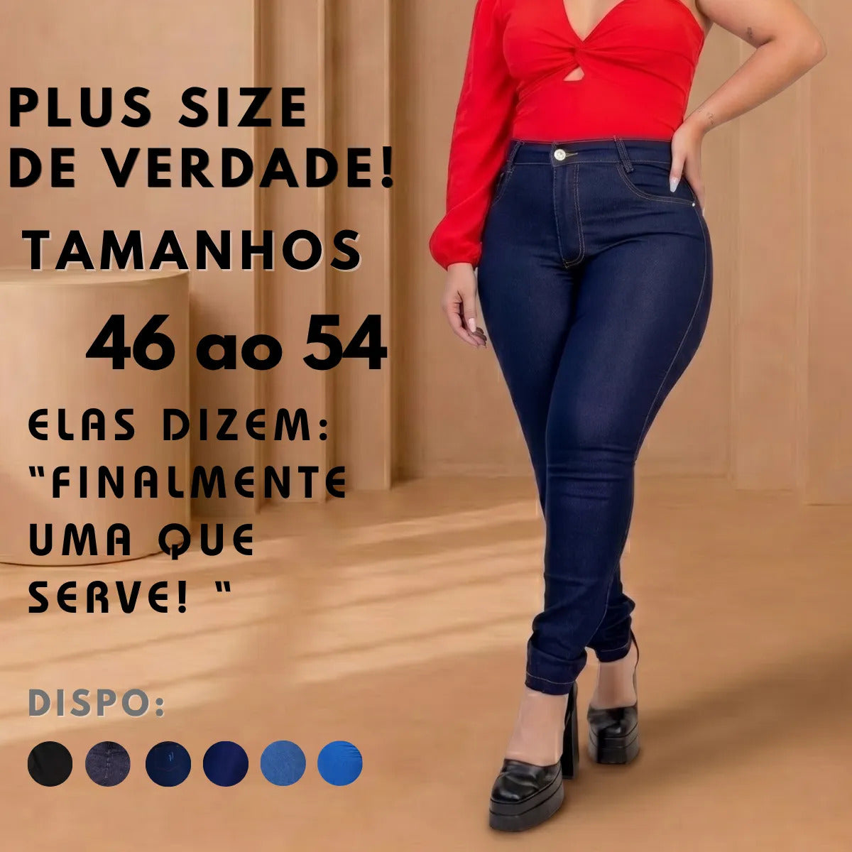 Calça Jeans Plus Size Cintura Alta Elastano Lycra Modeladora