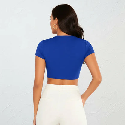 Top Cropped Feminino Básico Blusinha Academia Manga Curta