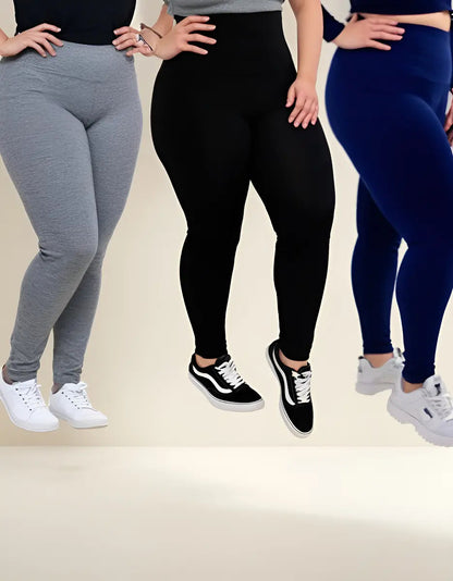 Kit 2 Calças Legging Plus Size Academia Costura Reforçada