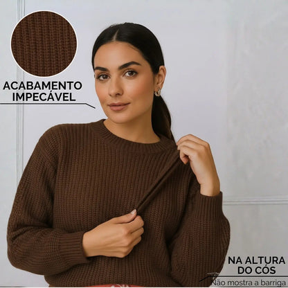 Suéter Blusa Manga Longa Max Cropped Frio Pullover Lã Trico