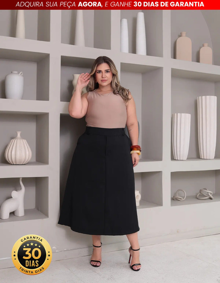 Saia Alfaiataria Feminina Plus Size Midi Evangélica Casual