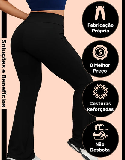 Calça Legging Flare Feminina Modelo Bailarina Cós Alto