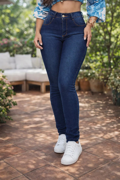 Calça Feminina Jeans Cintura Alta Skinny Levanta Bumbum