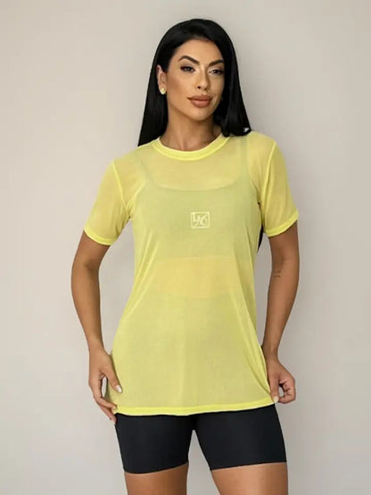 Blusa Tule Camiseta Feminina Academia Fitness