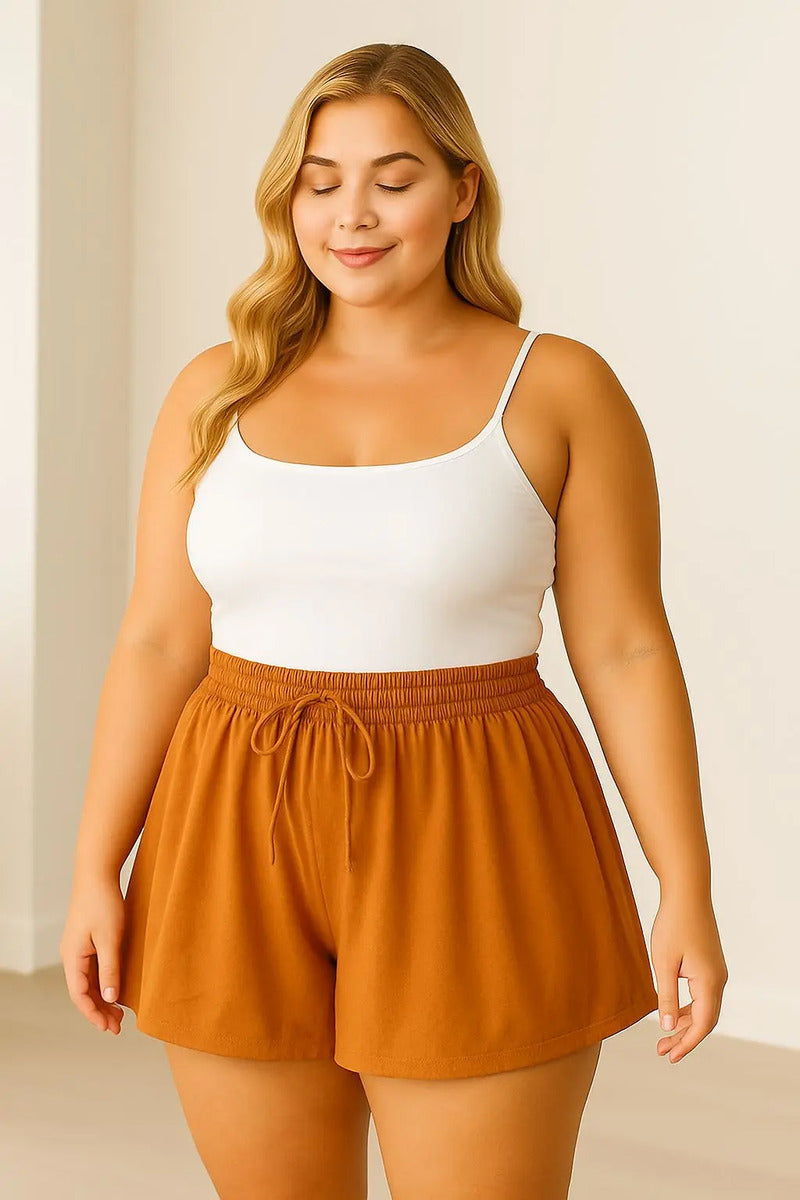 Shorts Plus Size Leve Feminino Cintura Alta