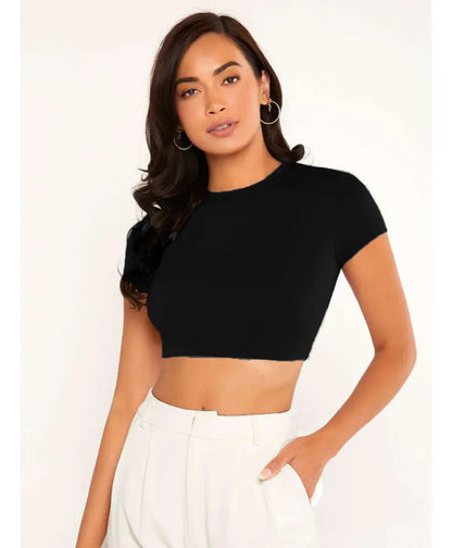 Top Cropped Feminino Básico Blusinha Academia Manga Curta