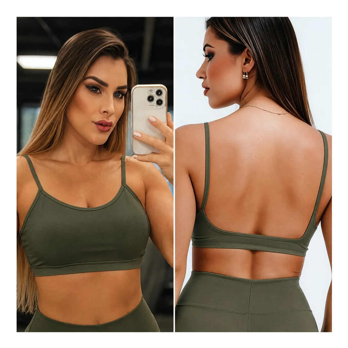 Top Fitness Academia Alça Fina Costa Aberta Feminino