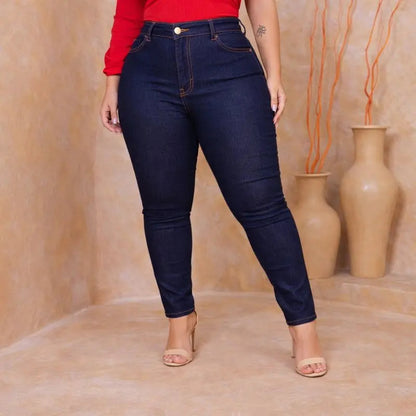 Calça Jeans Plus Size Cintura Alta Elastano Lycra Modeladora