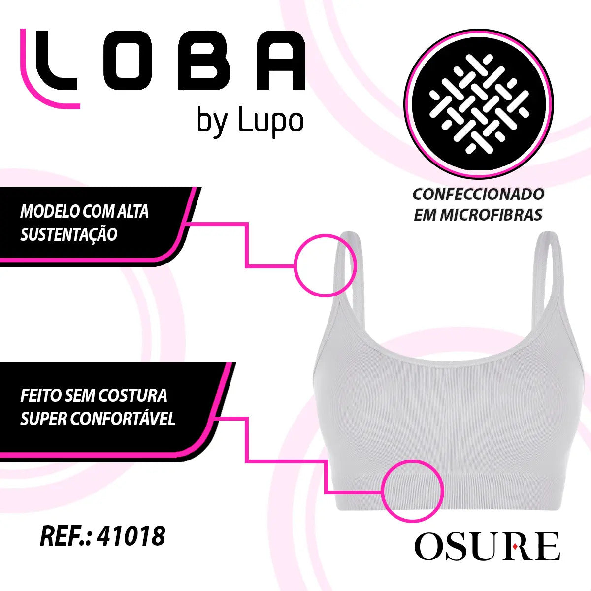Top Lupo Loba Fitness Confortável Ótima Sustentação Academia