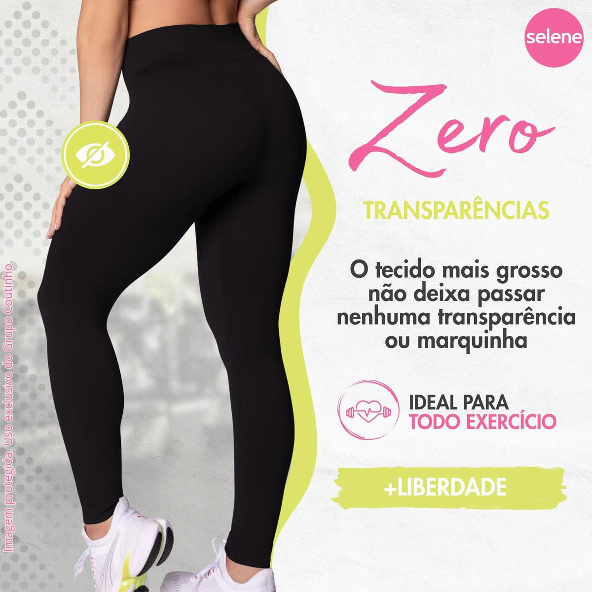 Calça Legging Zero Transparência Fitness Cintura Alta Selene