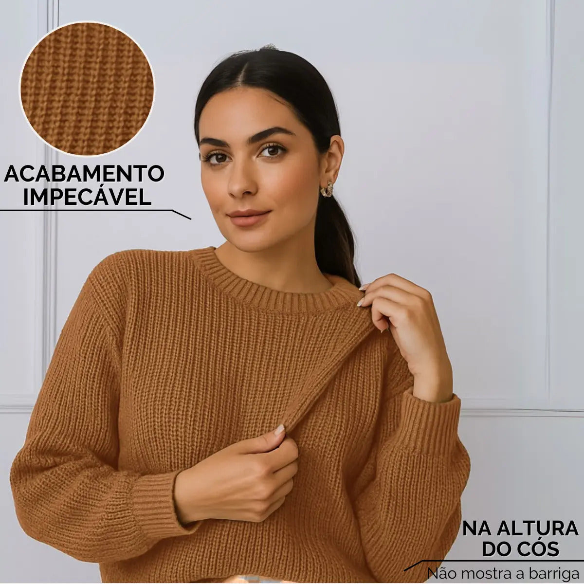 Suéter Blusa Manga Longa Max Cropped Frio Pullover Lã Trico