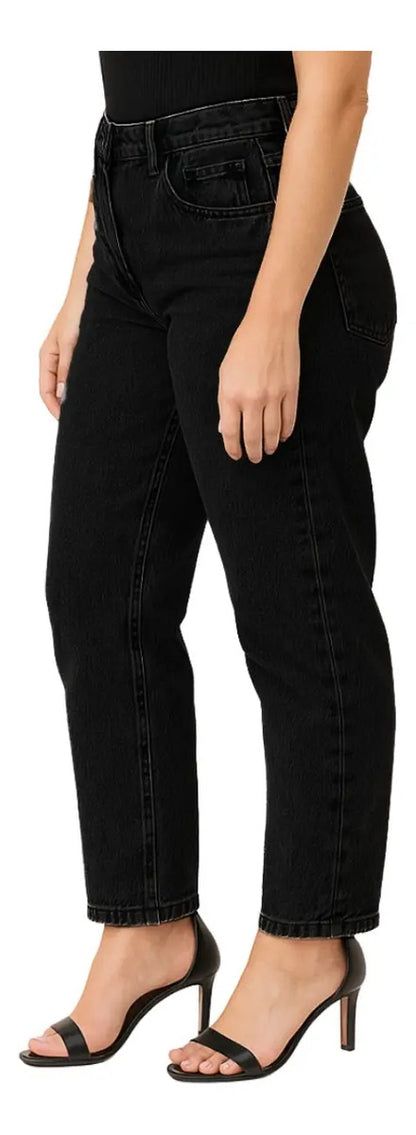 Calça Mom Jeans Feminina Cintura Alta Marmorizada