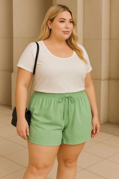 Shorts Plus Size Leve Feminino Cintura Alta