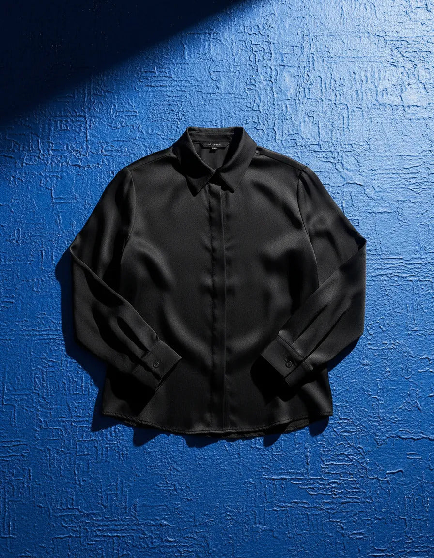 Camisa Seda Feminina Botão Gringa Blusa Moda Clássica 2026