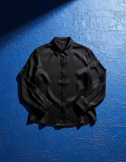 Camisa Seda Feminina Botão Gringa Blusa Moda Clássica 2026