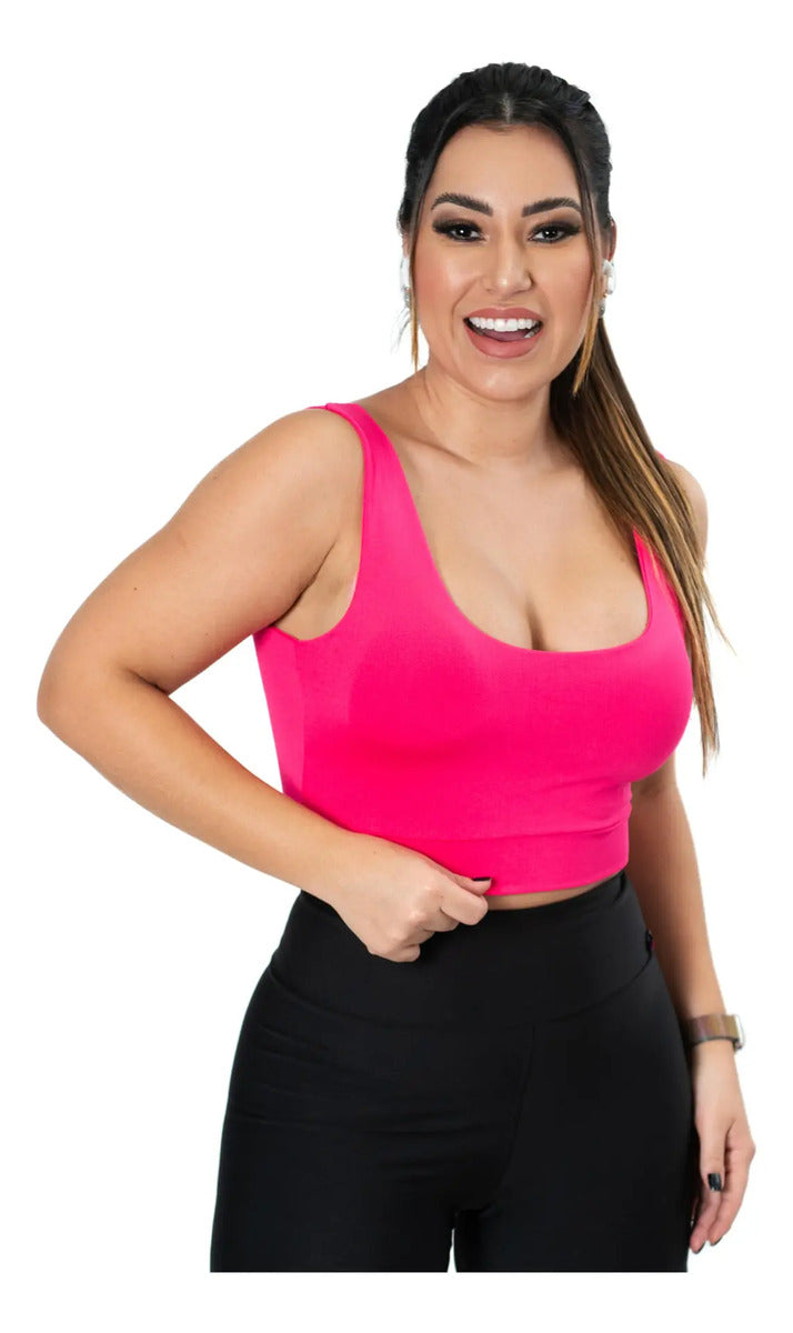Cropped Cropet Top Alça Grossa Regata Feminino Casual C Bojo