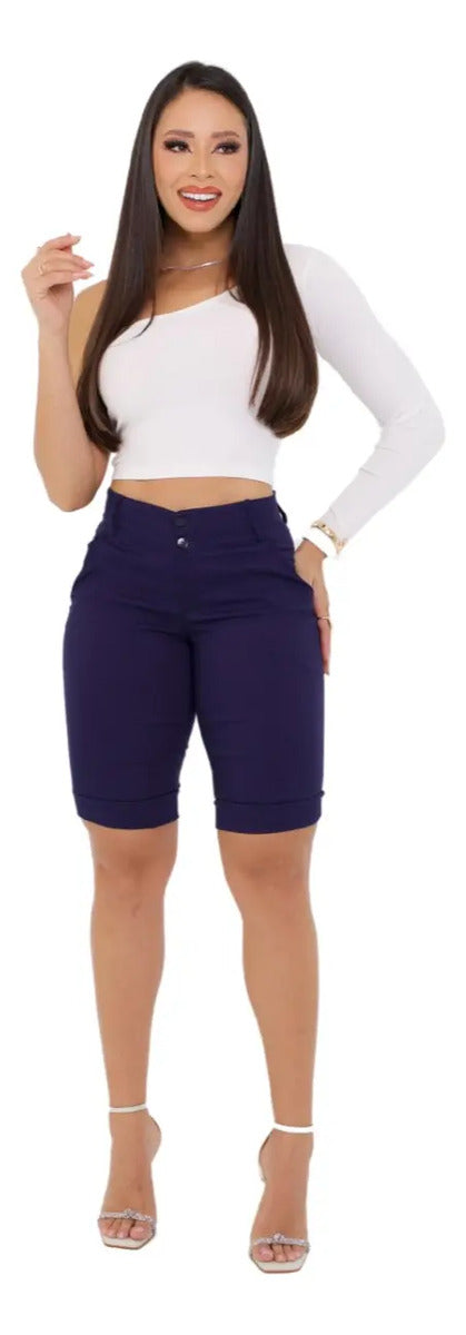 Bermuda Feminina Social - Ate O Joelho - Bengaline Lycra