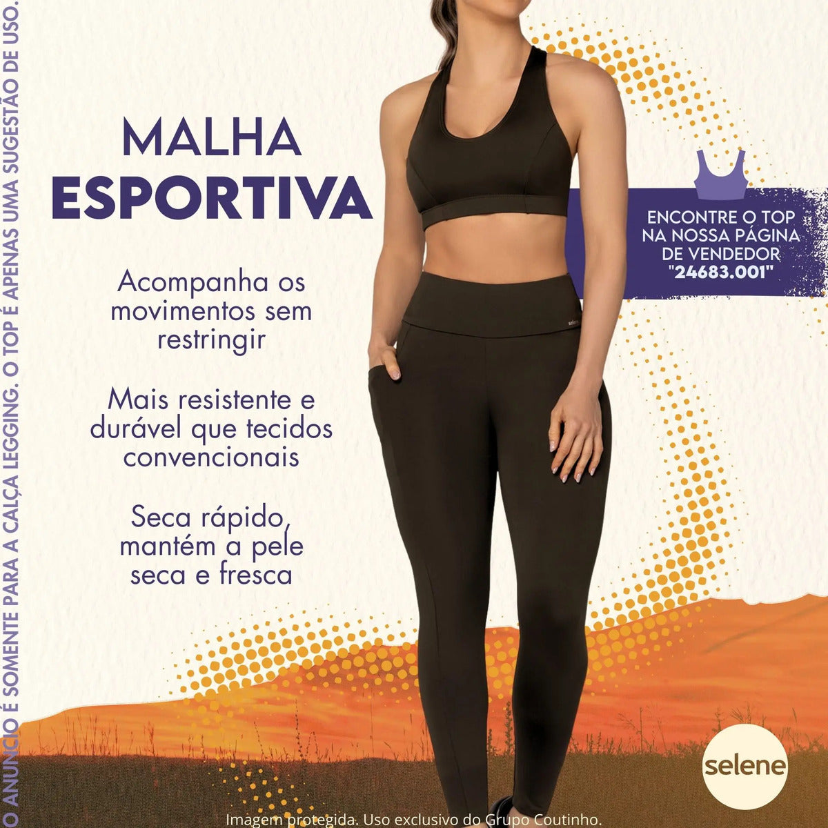 Legging Academia Corrida Com Bolso Selene Zero Transparência