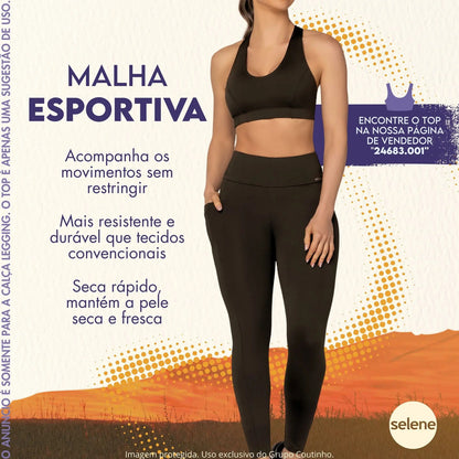 Legging Academia Corrida Com Bolso Selene Zero Transparência