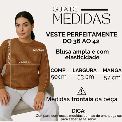 Suéter Blusa Manga Longa Max Cropped Frio Pullover Lã Trico