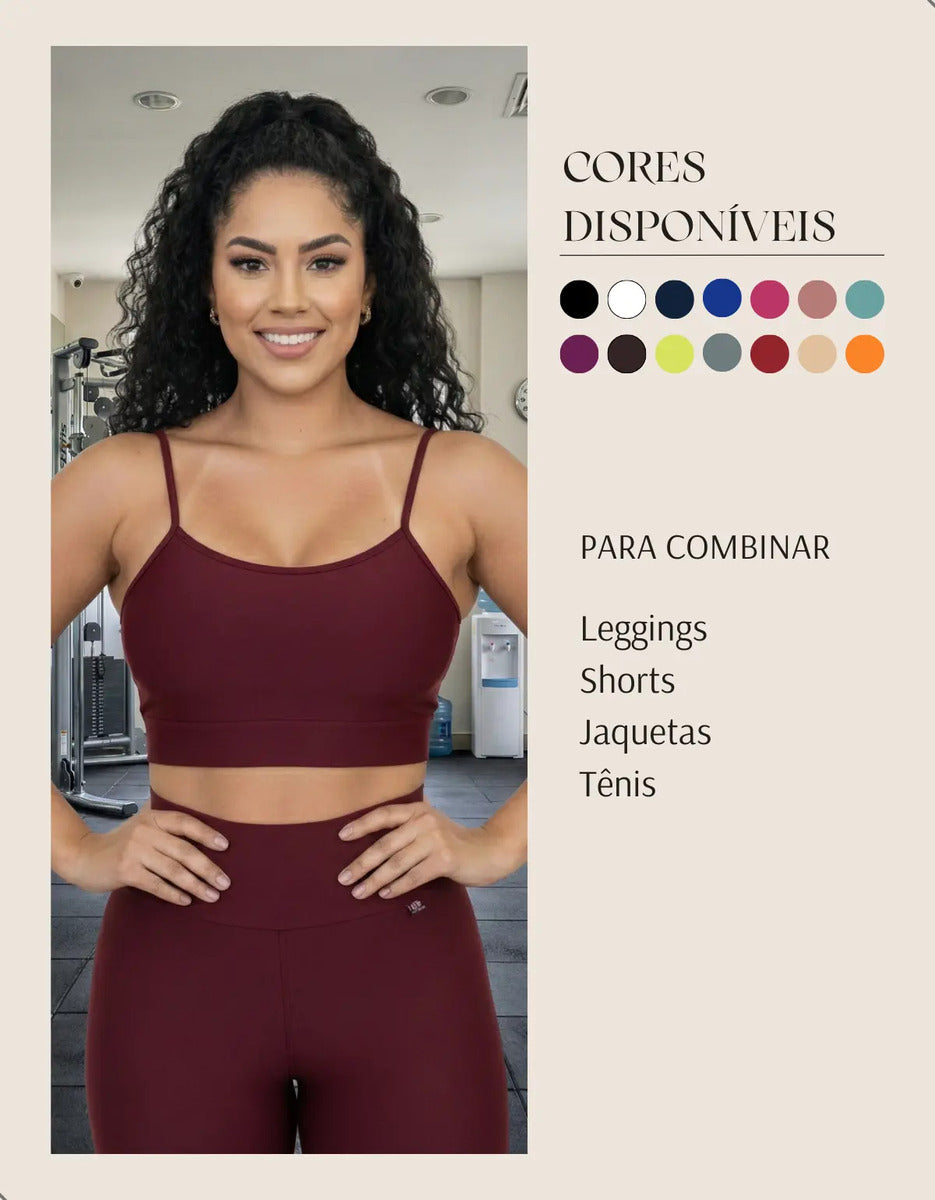 Top Fitness Academina De Alcinha Fina Com Bojo