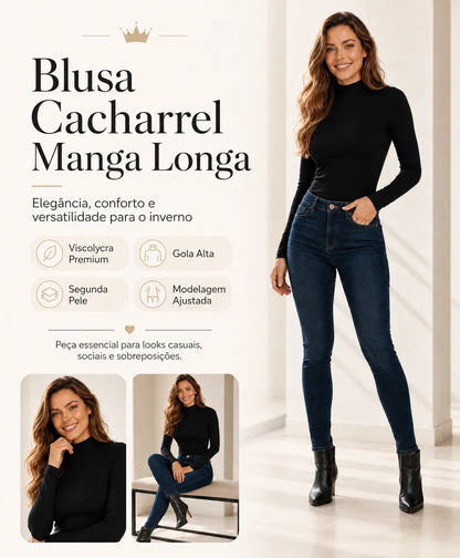 Blusa Feminina De Inverno Cacharrel Manga Longa Segunda Pele